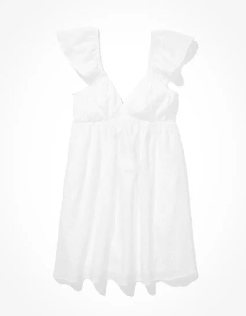 Mini Robe American Eagle AE Flutter-Sleeve Blanche Femme | GNU-46990985